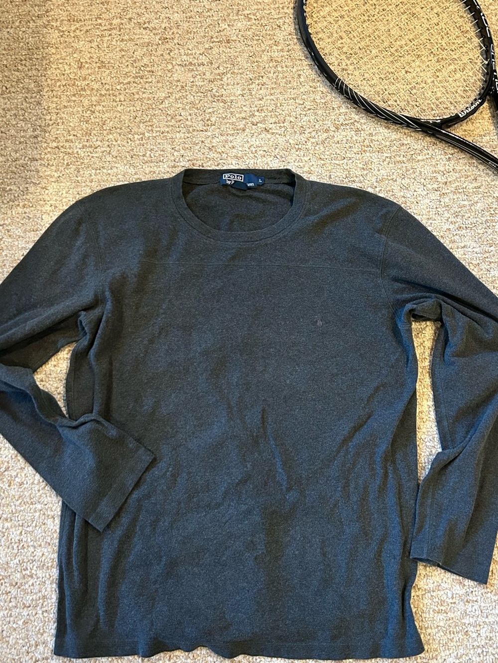 Polo Ralph Lauren Dark Gray Crewneck Long-Sleeve Heavy Cotton Shirt